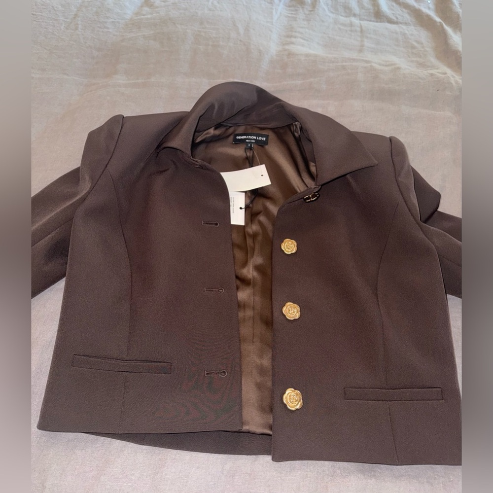 Generation Love Brown Blazer with Gold Buttons - Picture 4 of 8